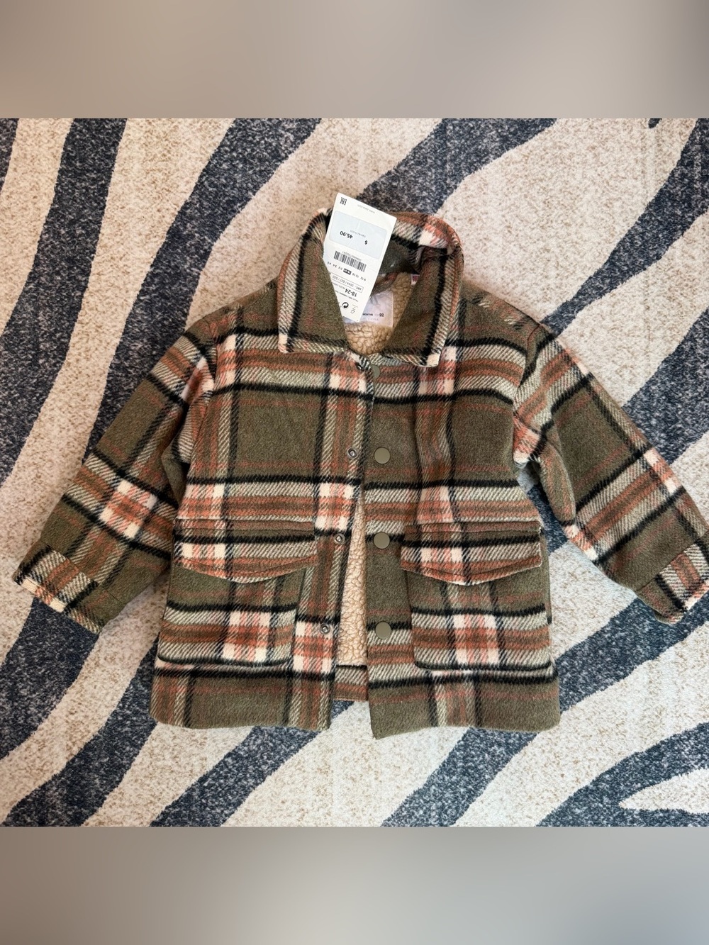 Zara NWT Sherpa lined flannel shirt jacket 18-24
